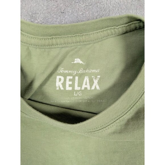 Tommy Bahama T Shirt Mens Large Green Relaxed Fit Vacation Resort Beer Dad - Picture 2 of 7